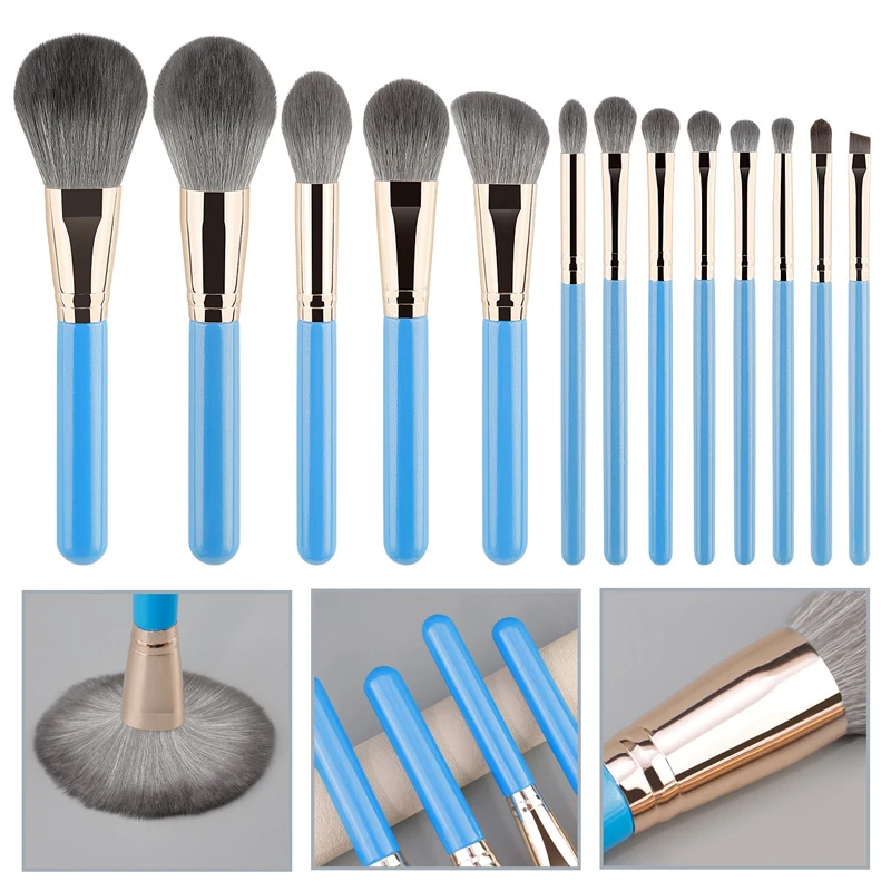 13pcs/set Beginners Makeup Brush Kit Soft Hair Foundation Powder Blush Eyeshadow Eyebrow Brushes with Bag Cosmetic Makeup Tool