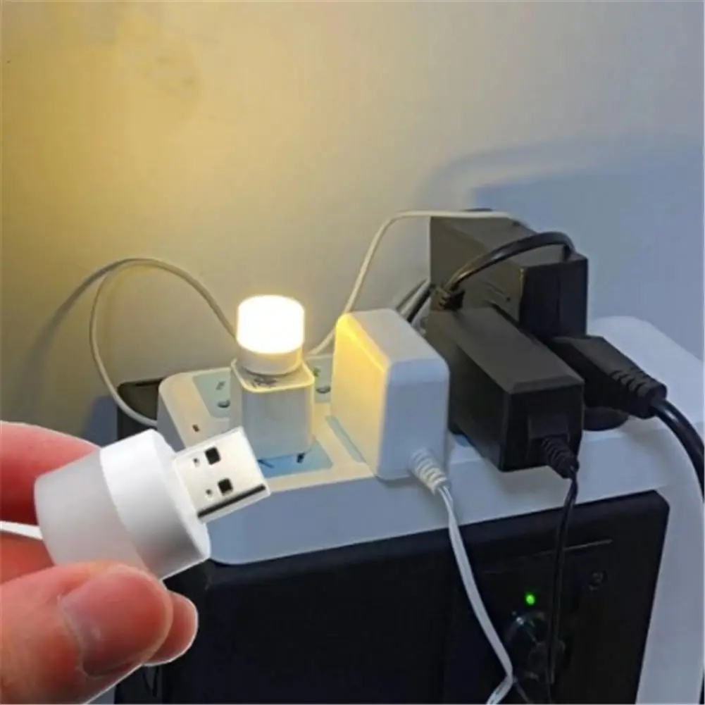 Veilleuse LED portable avec prise USB, protection des yeux, lampe de lecture, petite veilleuse ronde, lampe de charge d'alimentation mobile pour ordinateur, livre