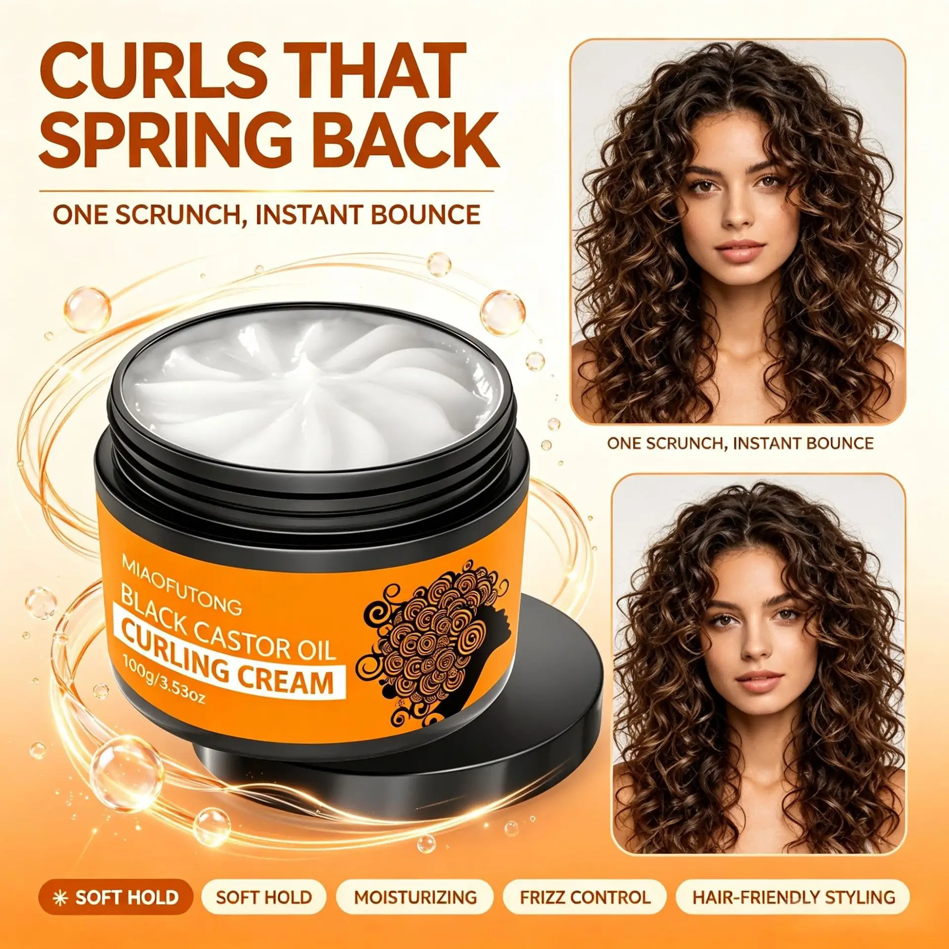 Curl Cream 100g x 2, After-Perm Styling & Care Balm, Moisturizing Hold Without Crunch, Enhances Elasticity & Definition