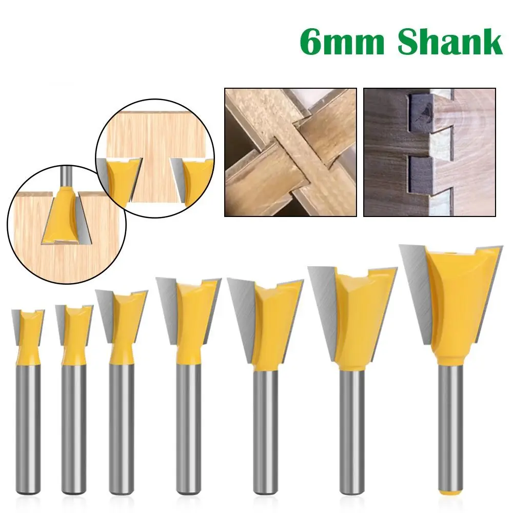 Carbide Milling Cutter Multi-purpose Slotting Tool Engraving Bit 6mm Shank Dovetail Joint Router Bits Woodworking