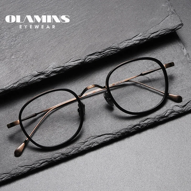 

OLAMINS​ High-quality Hot Sale Optical Spectacle Frame Eyeframe Round Fashionable Acetate Glass Frame KMN137