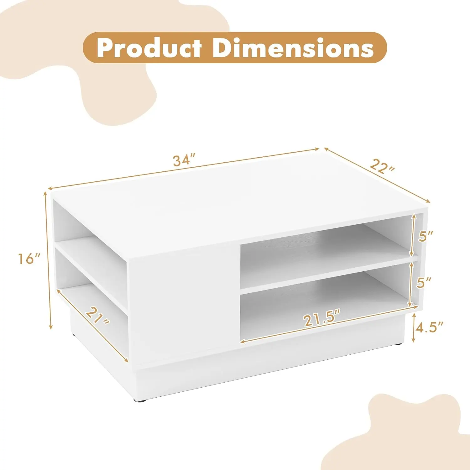 Giantex Coffee Table With Storage, Rectangle Accent Sofa Table With Shelf & Elevated Base, 2-Tier Modern Cocktail Table,