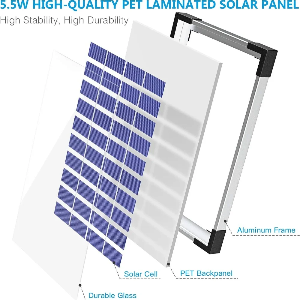 Solarna pompa fontannowa, słoneczna fontanna do kąpieli dla ptaków o mocy 5,5 W z 6 dyszami i przewodem o długości 16,4 stopy do kąpieli dla ptaków,