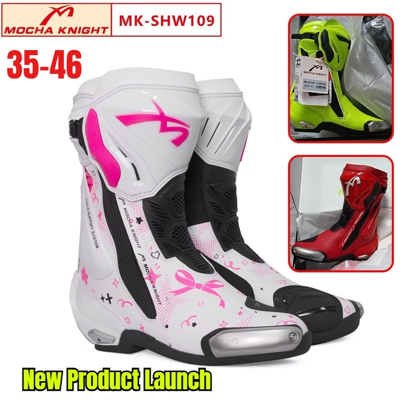 

Mocha Motorcycle Boots CE Certification Professional Track Riding Botas BENKIA Double-Layer Waterproof Boots