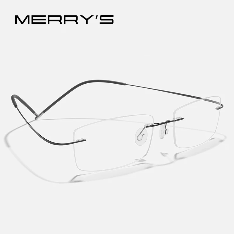 MERRYS DESIGN Pure Titanium Rimless Optical Glasses Men Women Frameless Prescription Eyeglasses Frame Ultralight Eyewear S2056