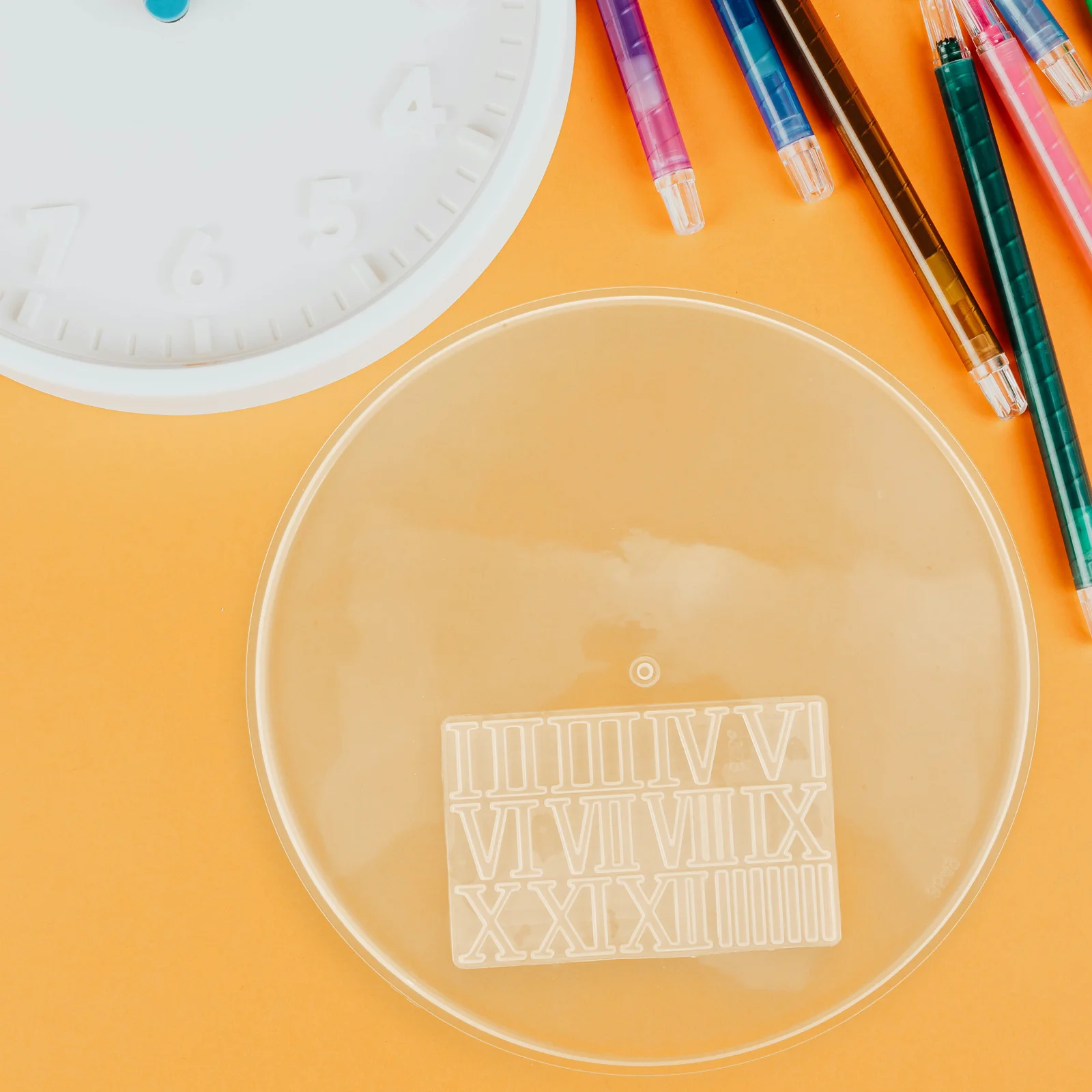 

1Set Round Silicone Clock Mold Roman Numerals Classic Design Blank Epoxy Casting Mold DIY Wall Clock Art Craft Decoration