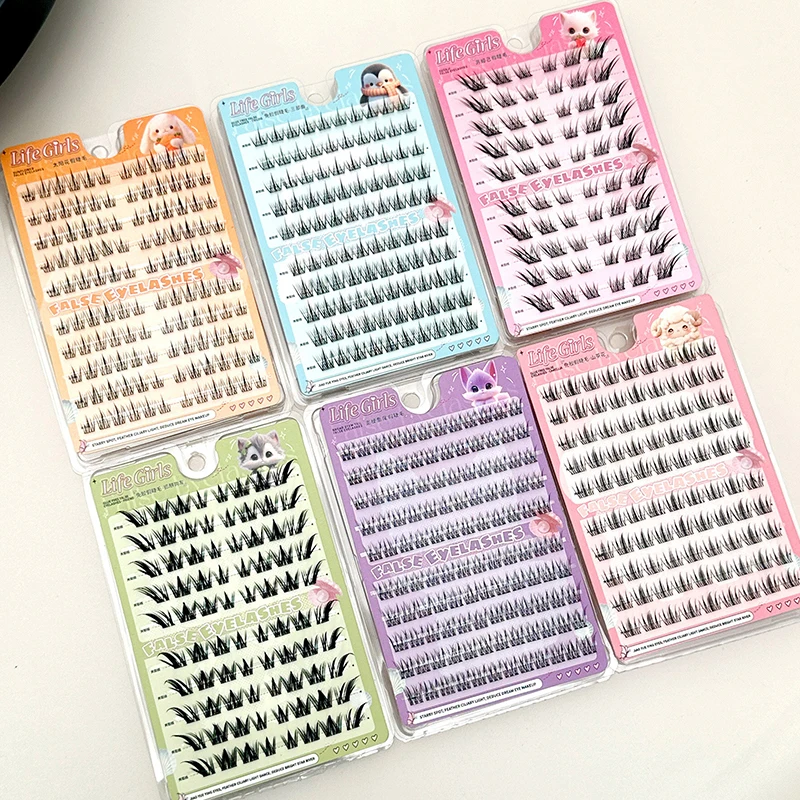 Glue-free Self-adhesive False Eyelashes Thick Curling Sunflower W-Shaped DIY Anime Eyes Lashes Extension Enlarge Eyes Tool