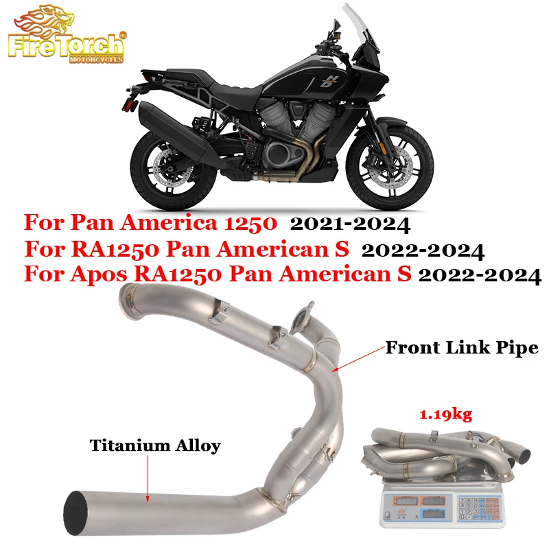 

Slip On For Pan America 1250 Apos RA1250 Pan American S 2021 - 2024 Motorcycle Exhaust Escape Titanium Alloy Front Link Pipe ﻿