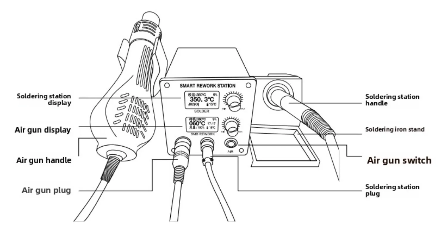 LH-898D T12 two-in-one welding table T12 welding table 858D hot air gun C245 two-in-one constant temperature soldering iron