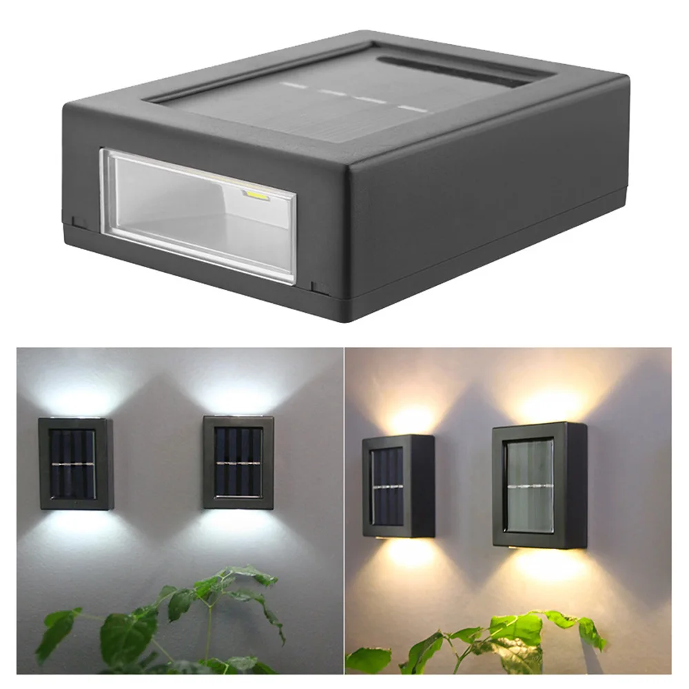 Solar Up and Down Wall Light Outdoor Wall Lamp Waterproof Fence Light Solar Powered Street Light Balcony Porch Yard Decoration