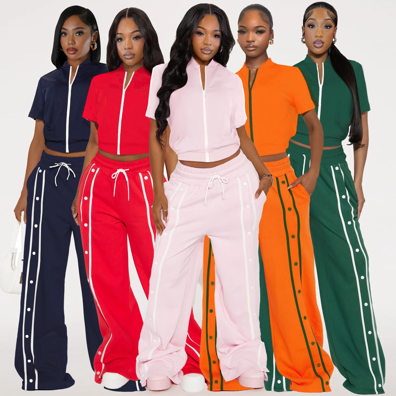 

Crop Jackets Coats 2 Piece Pant Set Outfits Summer Women Tracksuits Joggers Y2K Streetwear Crop Tops Two Piece Pant Sets