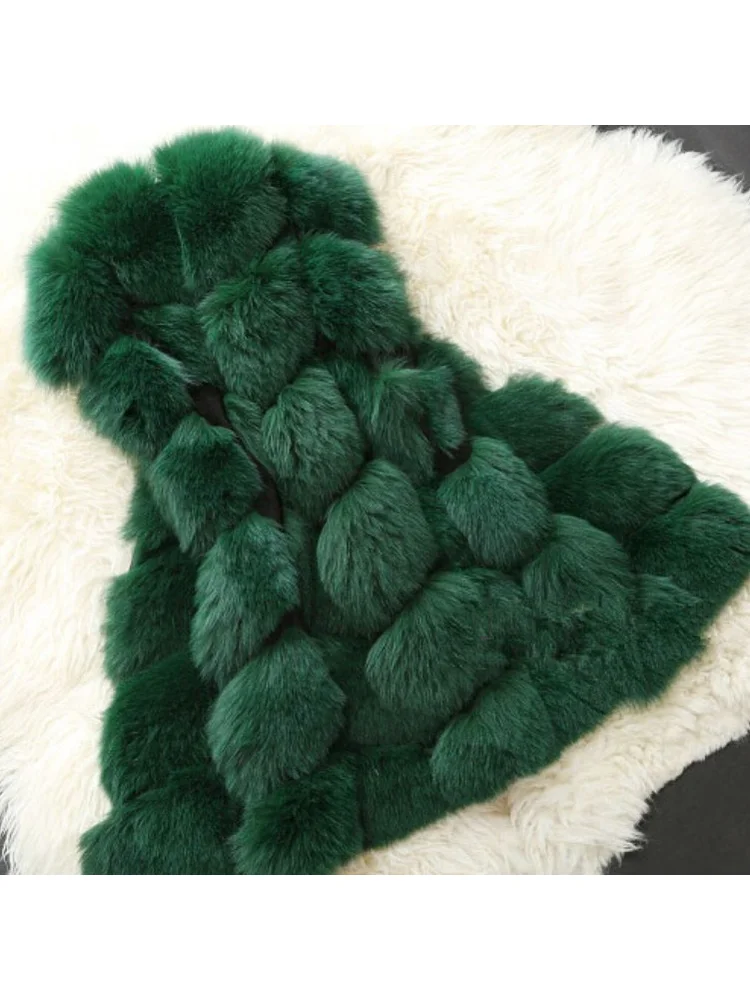 الفرنسية رومانسية رقيق لينة مربع فو الفراء المرقعة بلون مريح بسيط عصري فضفاض الشتاء سترة طويلة سترة