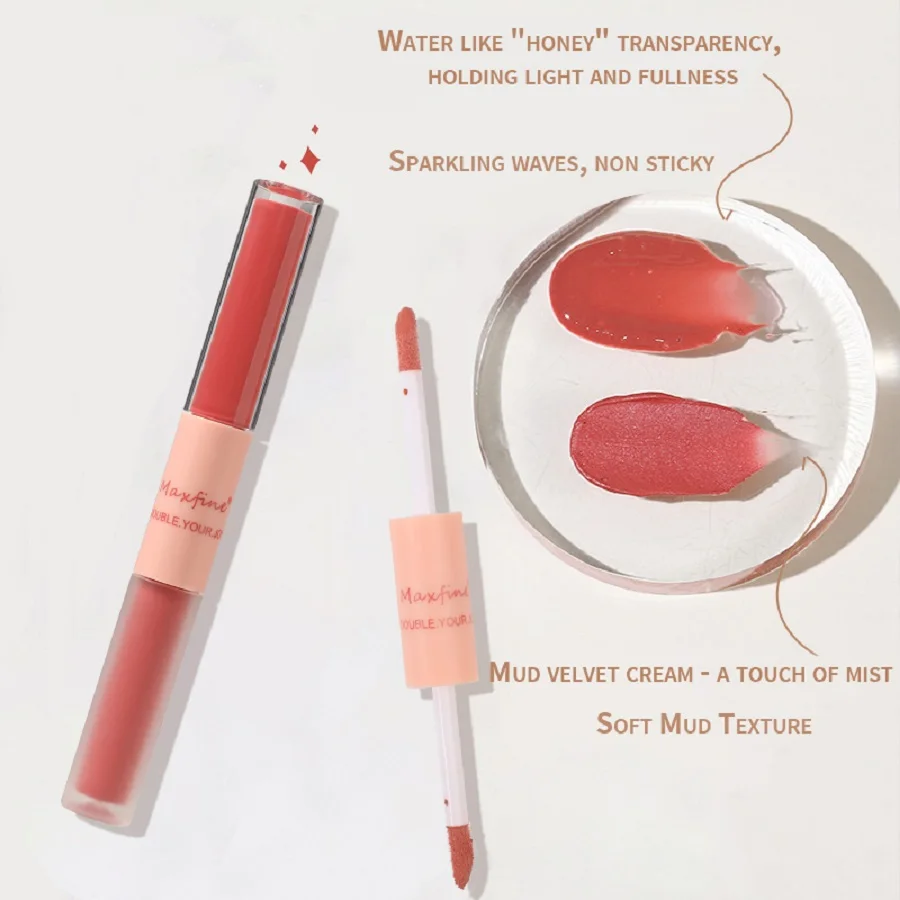 Double Headed Lip Gloss Waterproof Moisturizing Durable Mist Matte Velvet Mirror Lip Gloss Cosmetics image 5