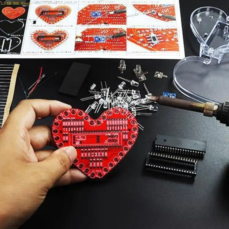 W3je Diy Electronics mit herzförmigen RGBS -LED -Lichtern, Lötpraxis für Schüler und kreatives Geschenk