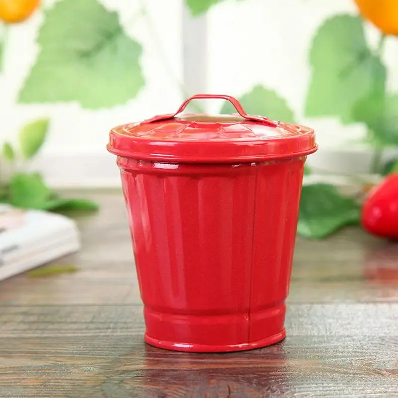 Desktop Garbage Bin Cute Mini Trash Can Table Storage Jar Flower Pot Pen Holder Wastebasket Trash Can Garbage Holder Flower Pot