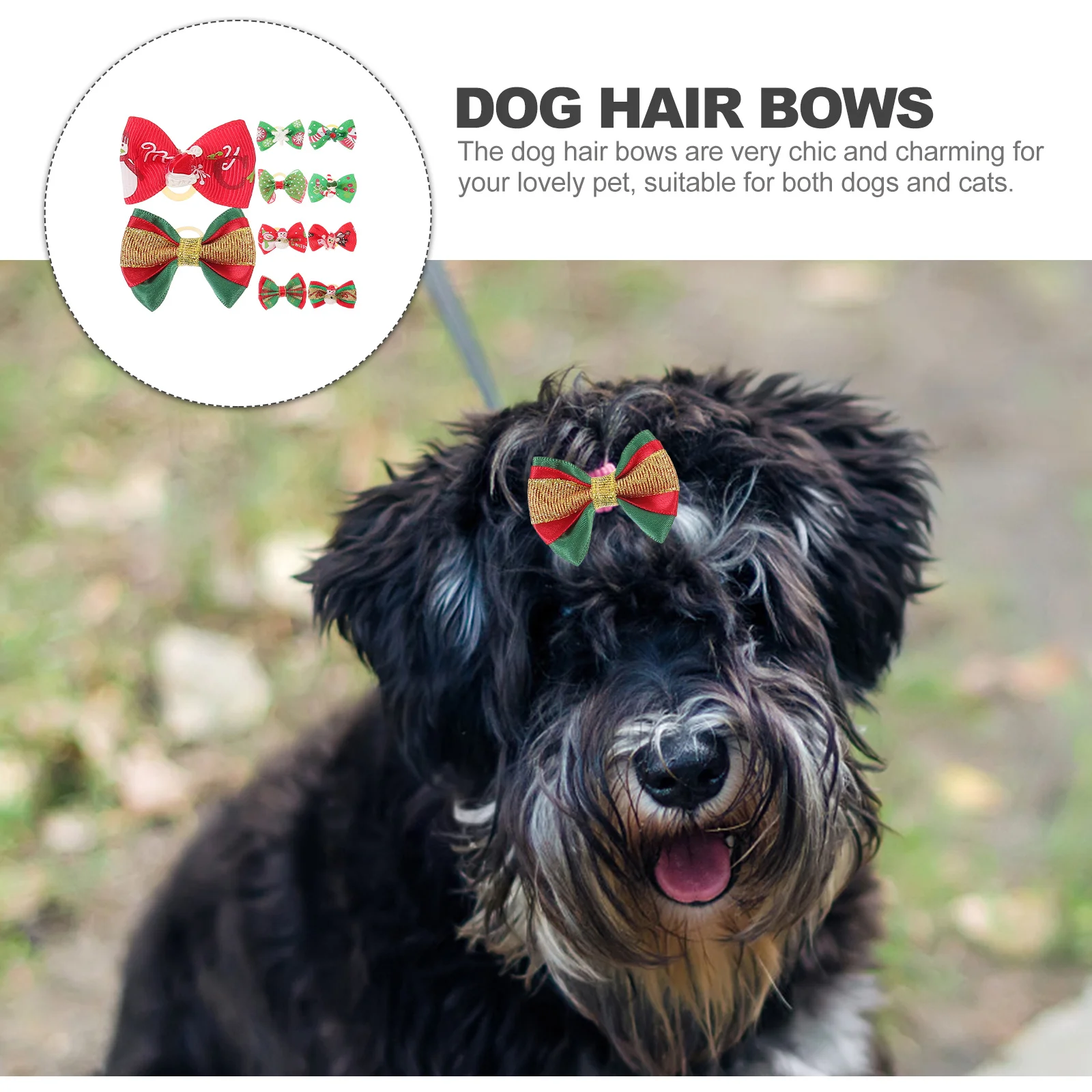 

10 Pcs Dog Hair Accessories Christmas Bow Bows Xmas Puppies Bands Grooming Accessory