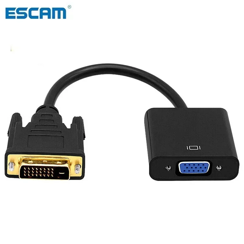 

Адаптер ESCAM Full HD 1080P DVI-D в VGA 24 + 1 25-контактный разъем «папа» на 15-контактный разъем «мама» для ПК Компьютер HDTV Монитор Дисплей