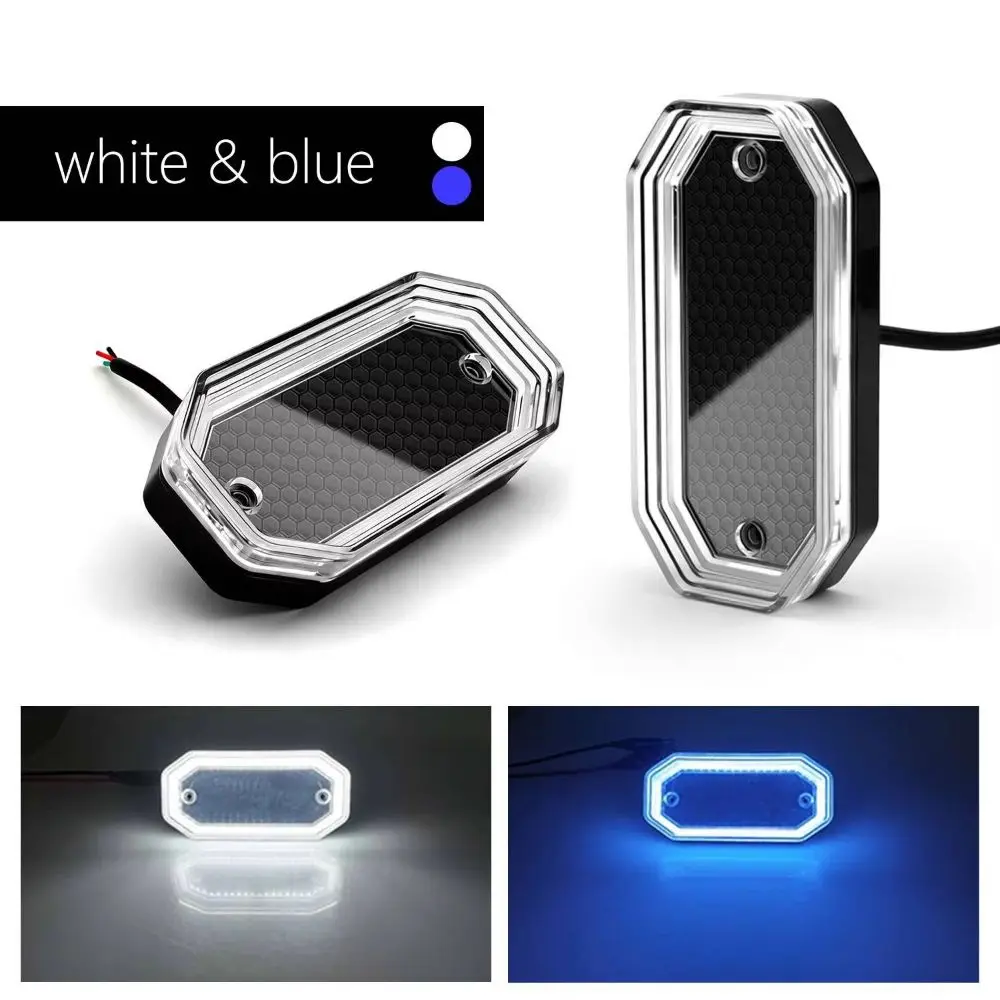 2PCS 12-24V LED Warning Light Multi-Mode Dynamic Flashing Side Marker Lights Clear Lens Multicolor Turn Signal Light