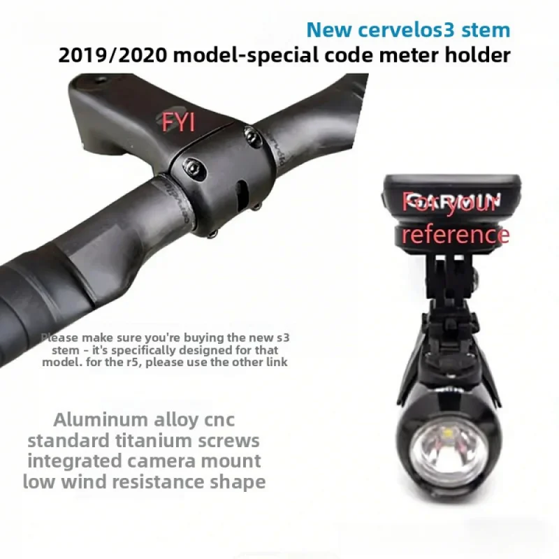 Крепление для велокомпьютера из алюминия с ЧПУ для штока руля Cervelo A029 Alloy S3 S Series, совместимое с GOPRO Garmin Wahoo Bryton IGPS Giant, с титановыми винтами