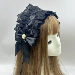 Women Anime Maid gothic lolita Maid Dress Style Headband With Two Duck Billed Clips Non-slip HairBand Cosplay Hair Accessories