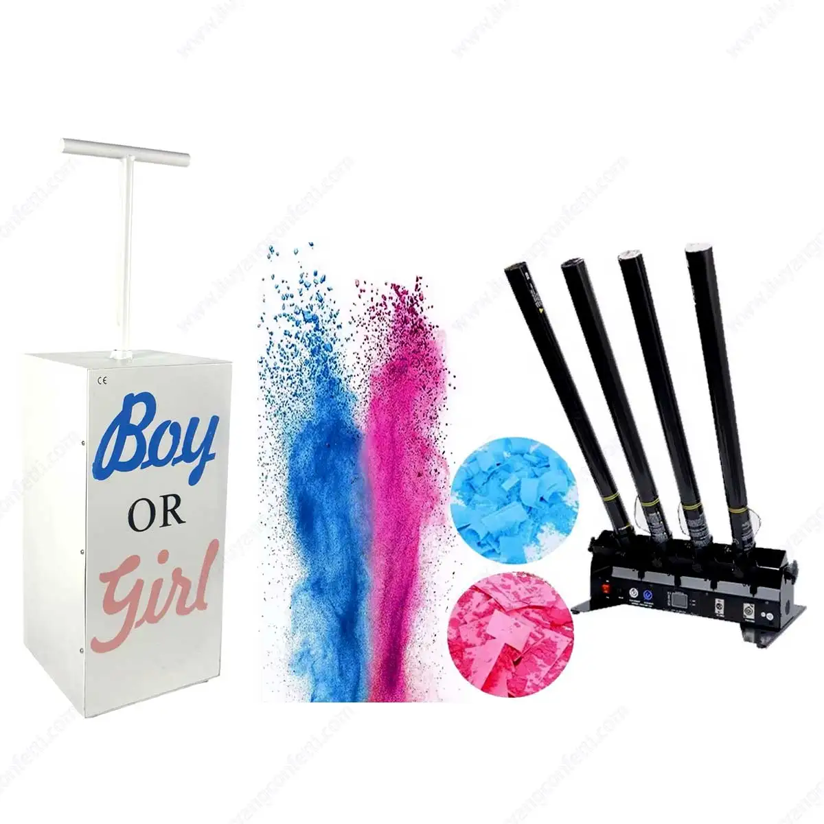 Máquina de Humo para Decoración de Fiestas de Revelación de Género, Bodas, Graduaciones, Baby Shower, Cañón Electrónico de Confeti en Polvo de Cuatro Disparos