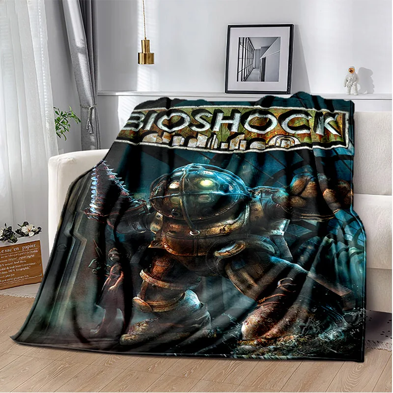 3D Retro BioShock Game Gamer  Blanket,Soft Throw Blanket for Home Bedroom Bed Sofa Picnic Travel Office Rest Cover Blanket Kids