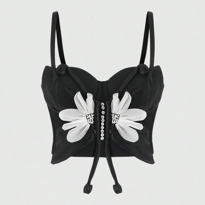 

Fashionable flower sling cute sexy hot girl butterfly holiday sexy camisole top women nightclub party cropped vest women bra