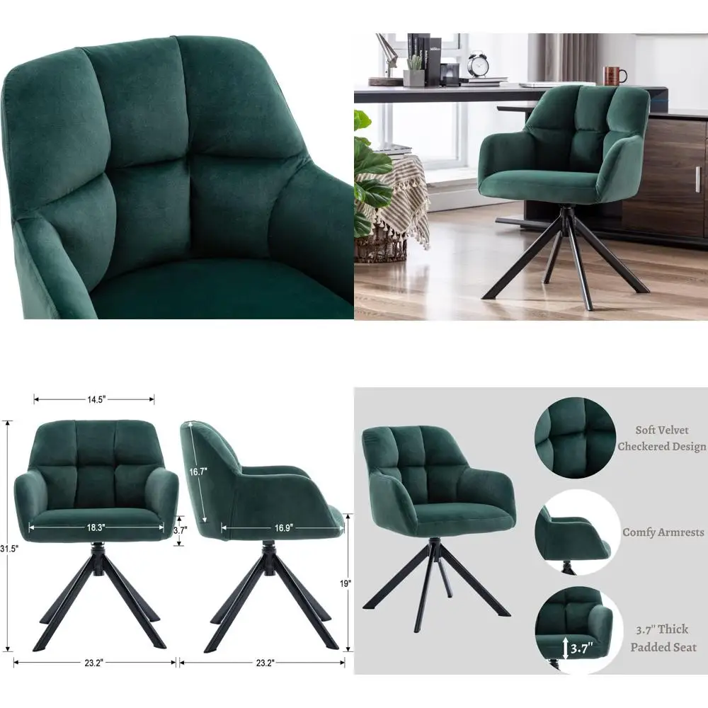 

Зеленое велюровое кресло без колесиков, идеально подходит для домашнего офиса, гостиной или спальни