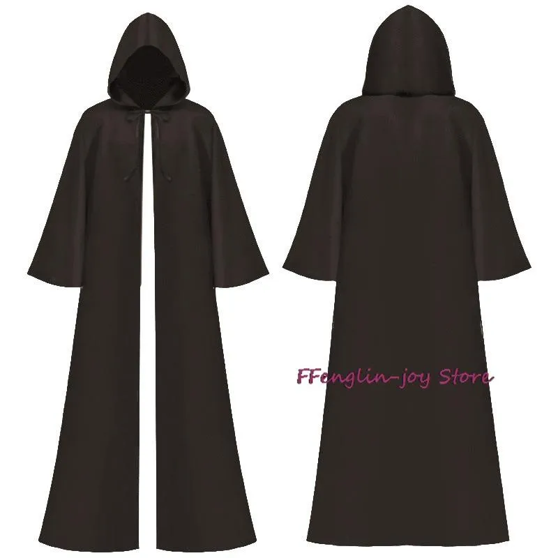 Halloween Medieval Men Women Tunic Hooded Robe Cloak Knight Cosplay Wizard Vampire Robe Cloak Adult Costume Clothing Fullset 202