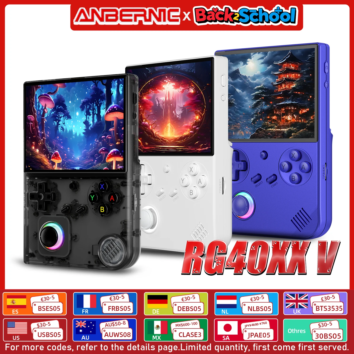 ANBERNIC RG 40XXV 64 Bit Linux 4.0'' IPS 640*480 Screen Portable Game Player TV-HD-Out 3200mAh Battery RGB joystick RG40XXV