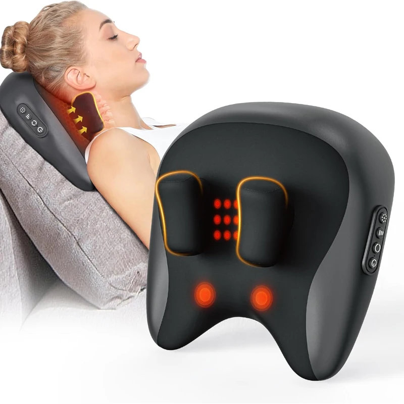 

Electric Neck Shoulder Carvical Pillow Massager with Kneading Pressing Features Shiatsu Vibration Functions for Home Car Use