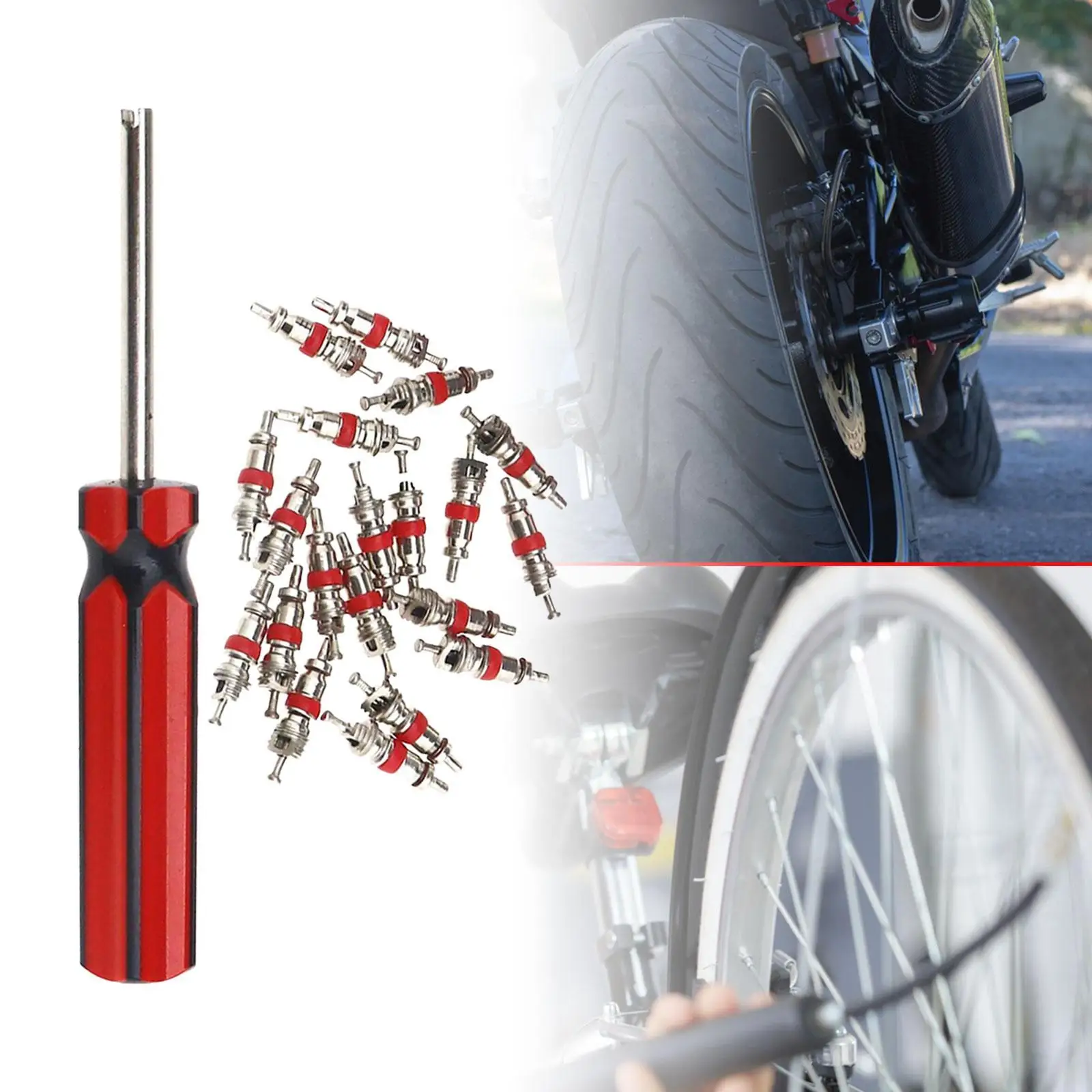 Valve Stem Removal Tool Set, Tire Valve Repair Tool Set, Single Head, Screwdriver, Valve Core Remover for Trucks Bike Cars