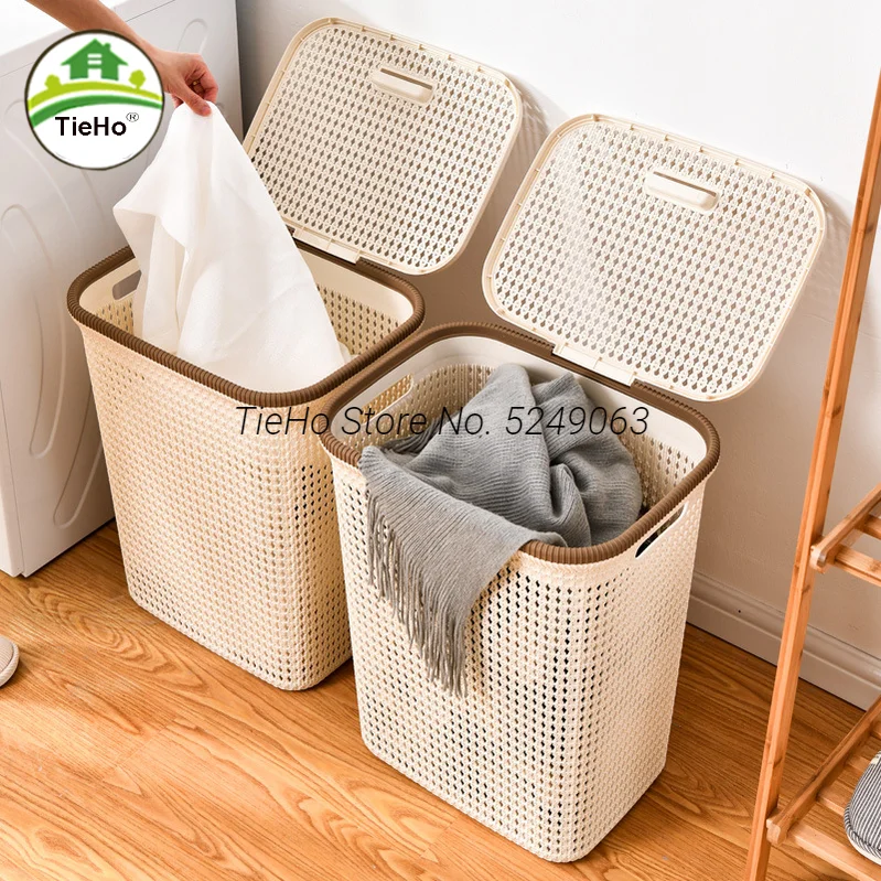 Laundry Hamper Rattan Dirty Clothes Basket With Lid Handle Laundry Sorter For Laundry Bedroom Clothes Kids Toys