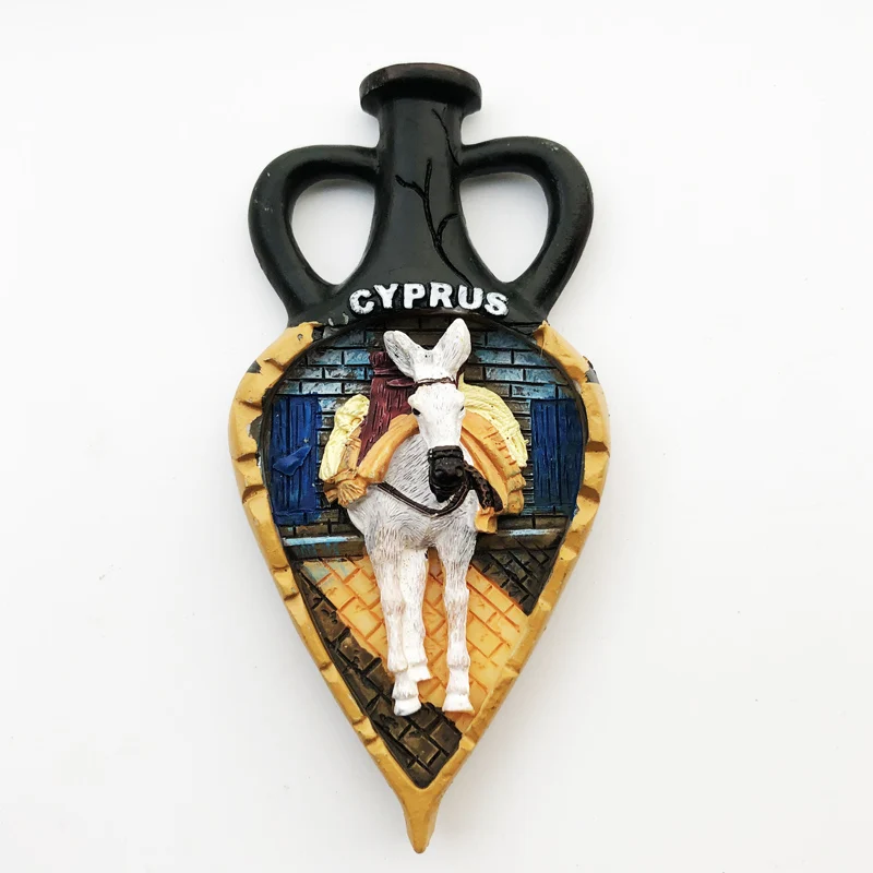 Fridge magnet Cyprus pottery jar donkey shaped decoration resin refrigerator magnet tourist souvenir handicraft message post