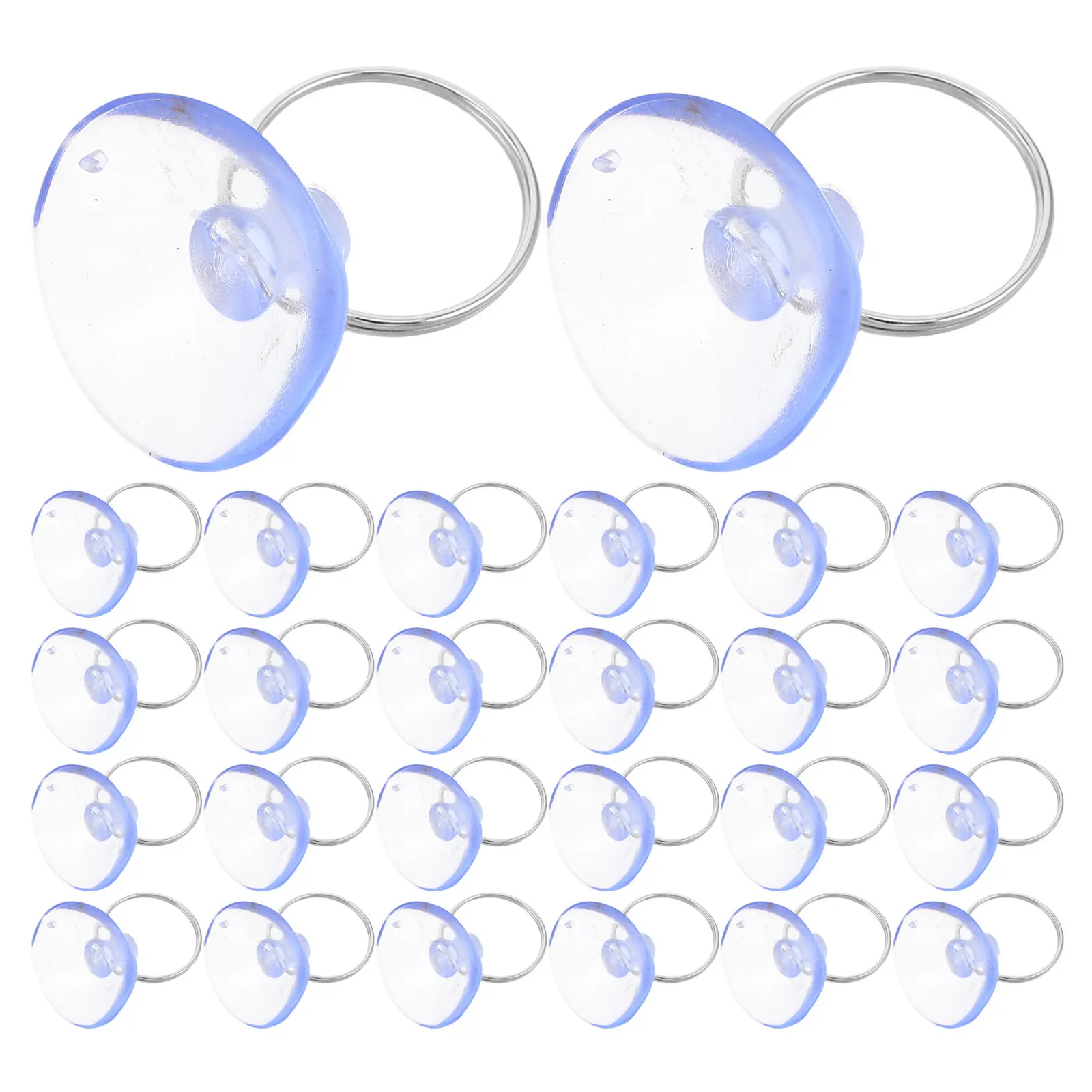 30Pcs Transparent Suction Cup Hooks Clear PVC Removable Thickened Strong Hold Bathroom Kitchen Window Hanging Accessories Metal