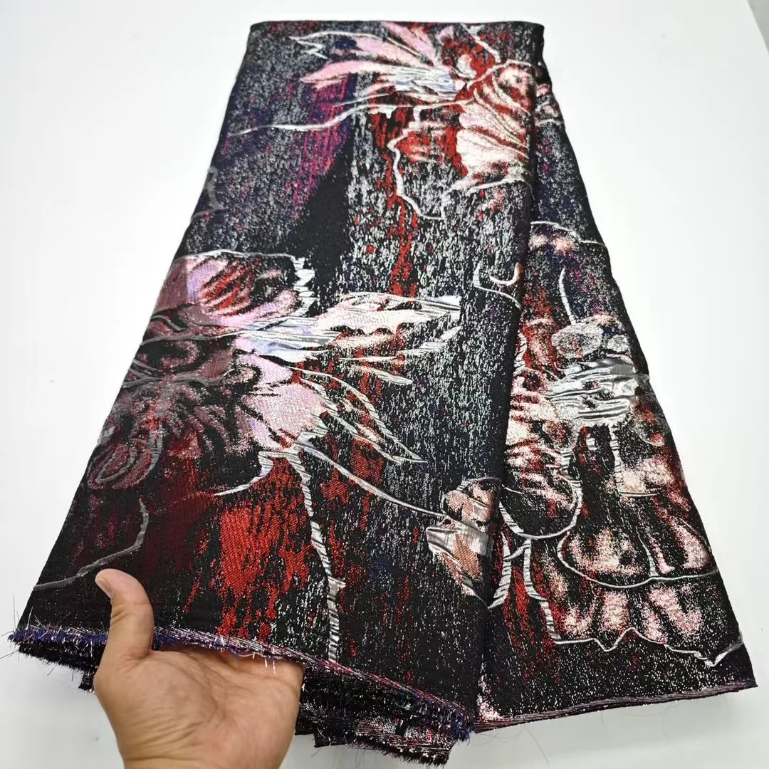 

French African Brocade Lace Fabrics 2025 High Quality Nigerian Jacquard Damask Lace for Sewing Women Party Dresses AHD6316