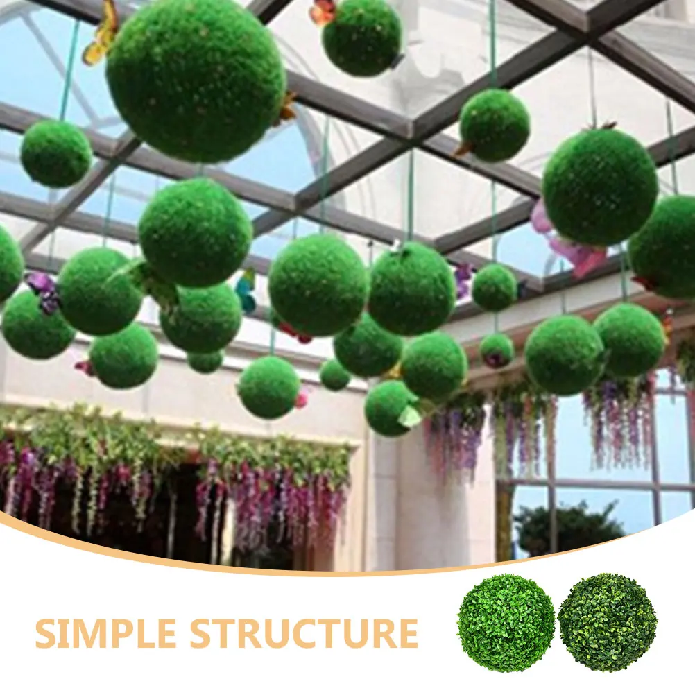 

2Pcs Artificial Topiary Ball Decor Simulation Grass Balls Hanging Plant for Living Room Garden Wedding Ceiling Adornments