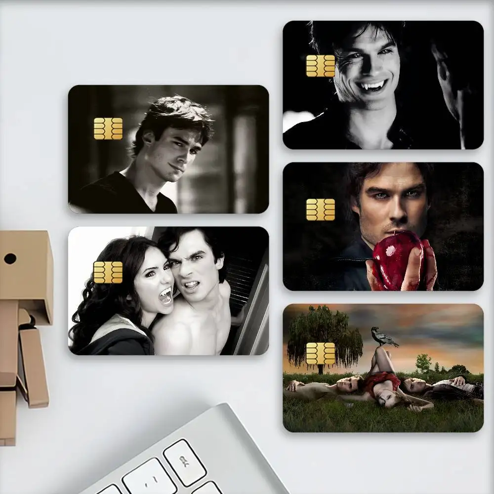 Damon Salvatore The Vampire Diaries Credit Decorative Card Stickers Suitable For Bank Cards Metro Transit Anti-scratch Gift 4PCS