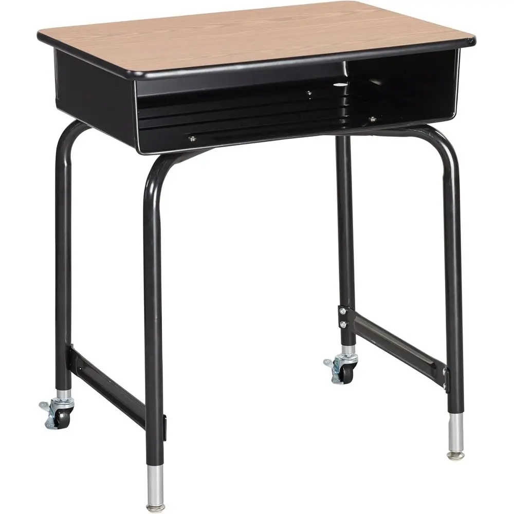 

Мобильный стол с открытым передом и металлическим ящиком для хранения, мебель для класса, дуб