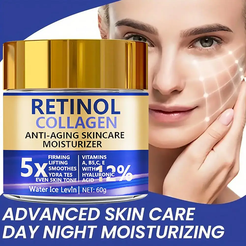 Facial Lotion Face Moisturizer Retinol & Collagen Cream For Women Men Moisturizing Nourishing Day & Night Skincare Serum view 3
