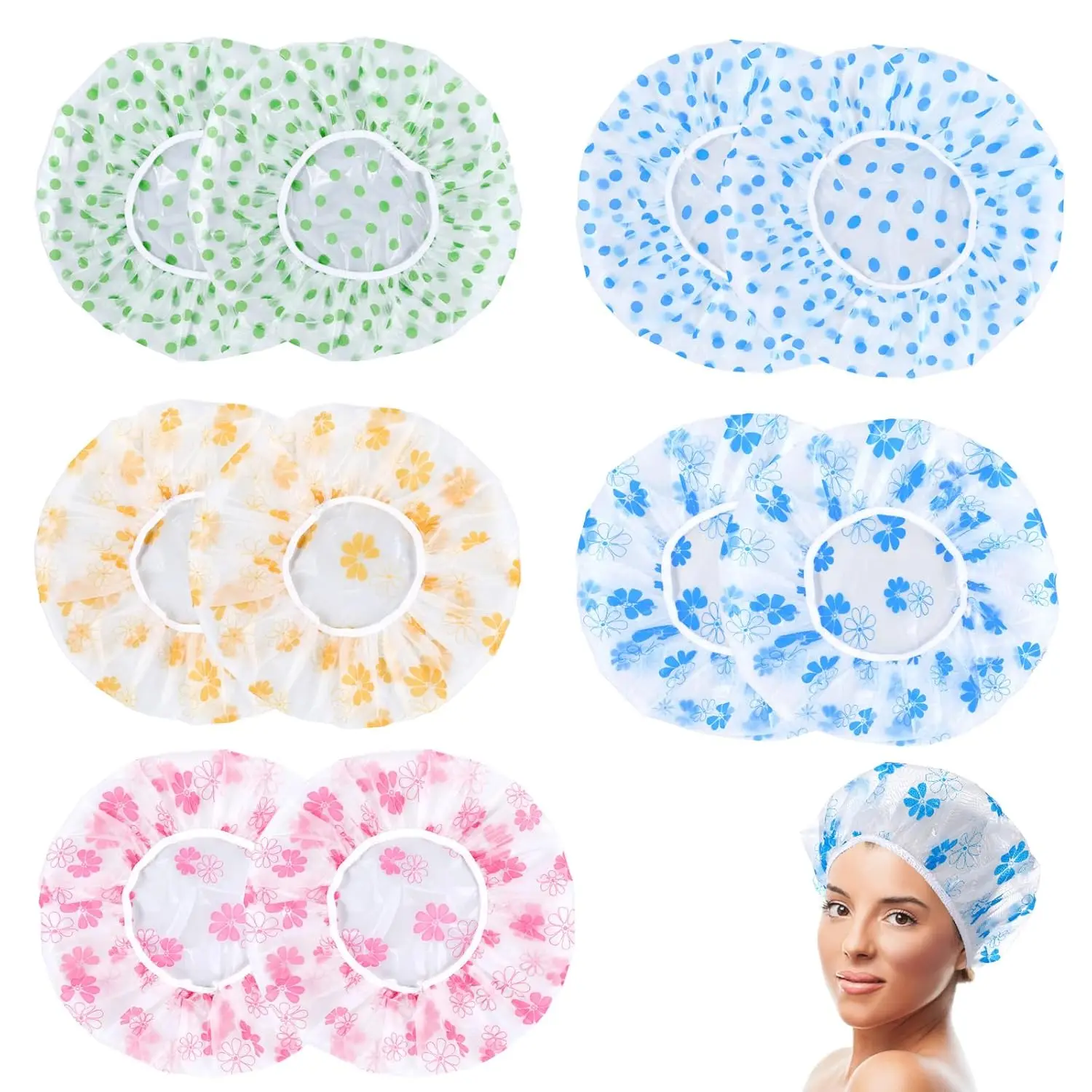 

1-40PCS EVA Rustic Waterproof Shower Cap Thickened Matte Finish Random Design Makeup Protector Bathroom Accessories