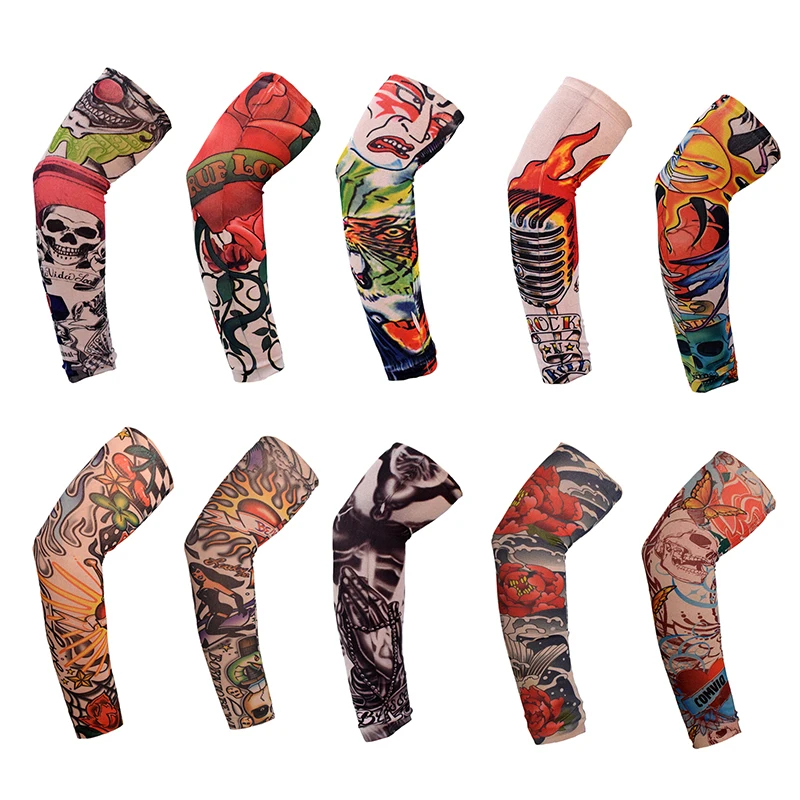 Summer Outdoor Riding Flower Arm Tattoo Sleeve sport Travel Fishing protezione solare Tattoo Sleeve Arm Guard For Men Women