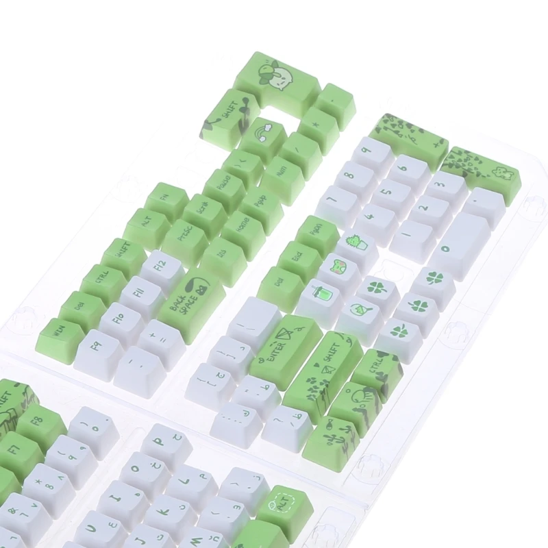 129 Keys Keycaps Set OEM Little DyeSubbed Cartoon Keycap for Mechanical Gaming Keyboard Keycap Diy Green