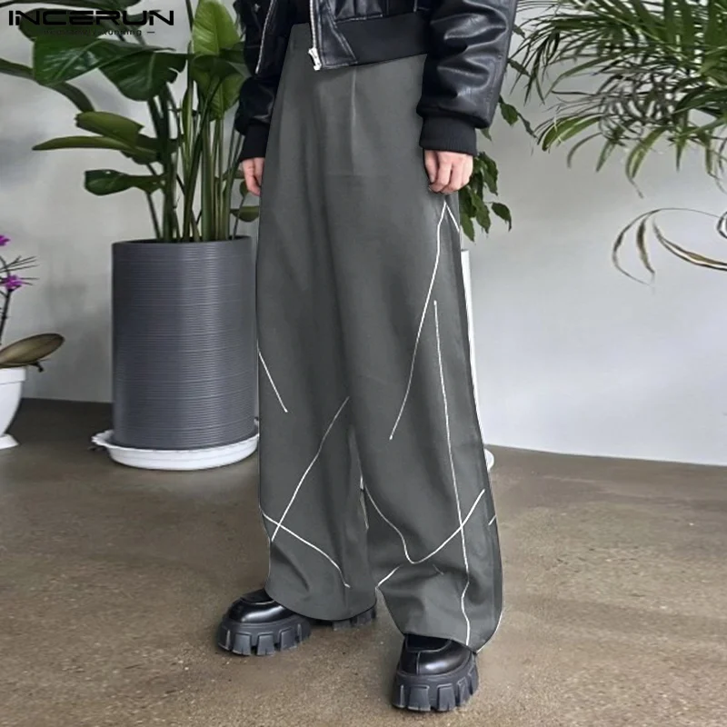 Incerun 2024 koreanischen Stil Pantalons Männer Hose Sommer Patchwork Hose lässig lange weites Bein Hosen S-5XL Männer Kleidung übergroß