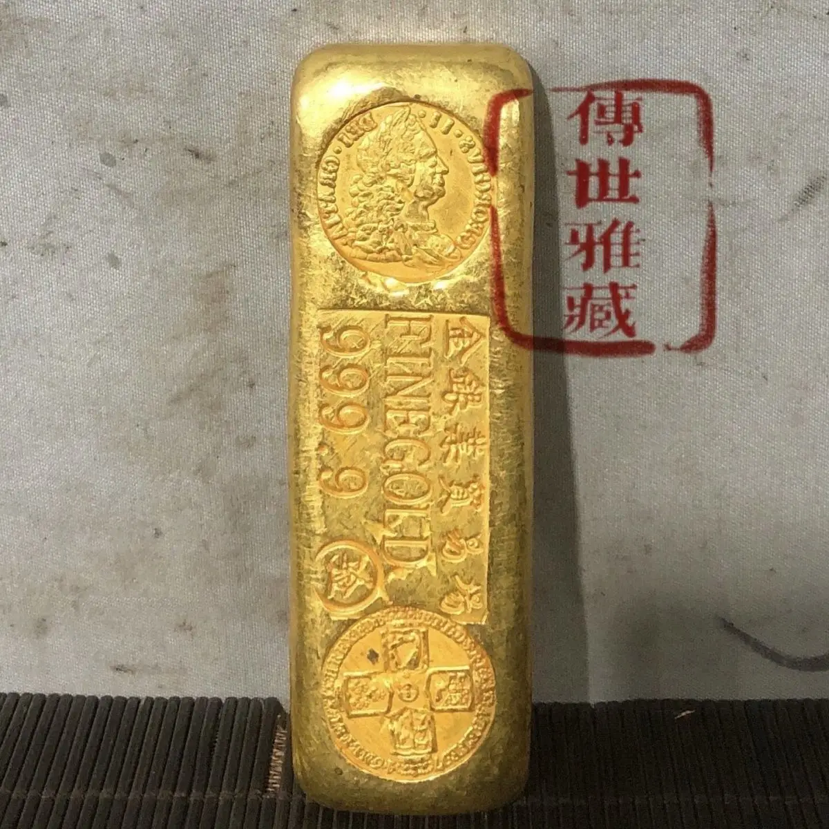 Thick pure copper solid gilded gold bars, rare foreign free trade ancient gold bars
