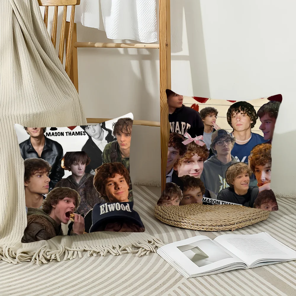 American Actor Mason Thames Collage Pillow Case Home Decoration Cushion Cover Suitable For Bedroom Car Office Sofa