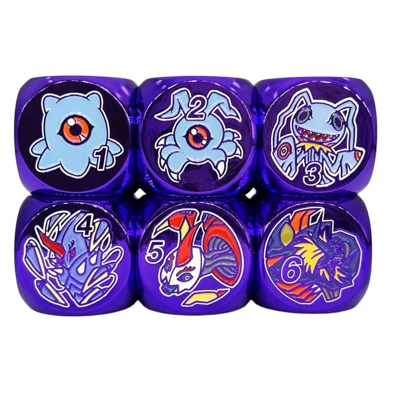 

New Digimon Diablomon Theme Board Game Card 22mm Metal Dice Anime DTCG Fan Original Trading Card Game Indicator Dice Toy Gift