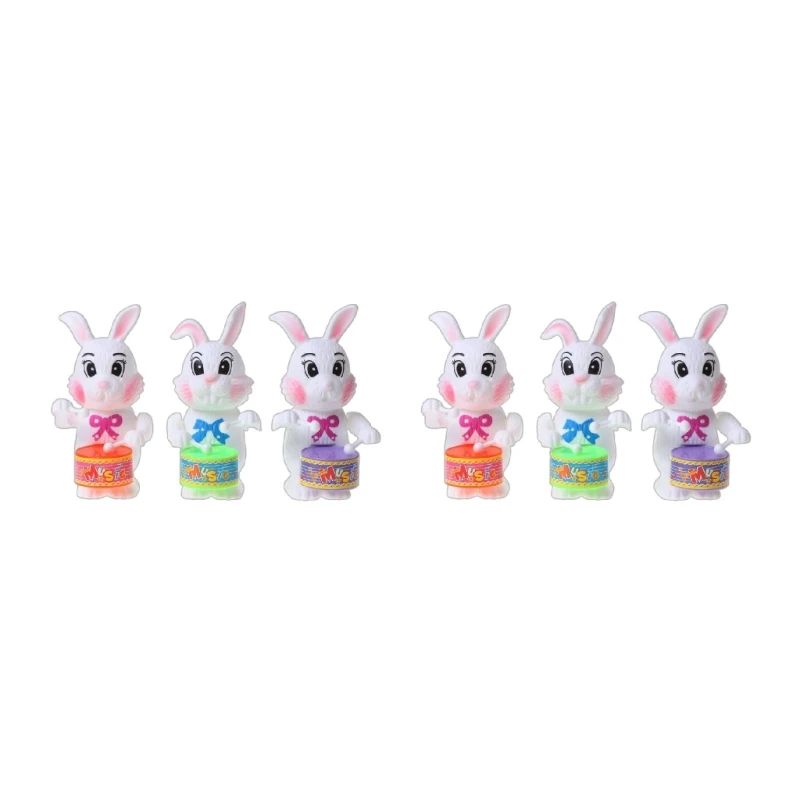 5inch Windup Toy Cartoon Rabbit Drum Toy Mini Clockwork Toy for