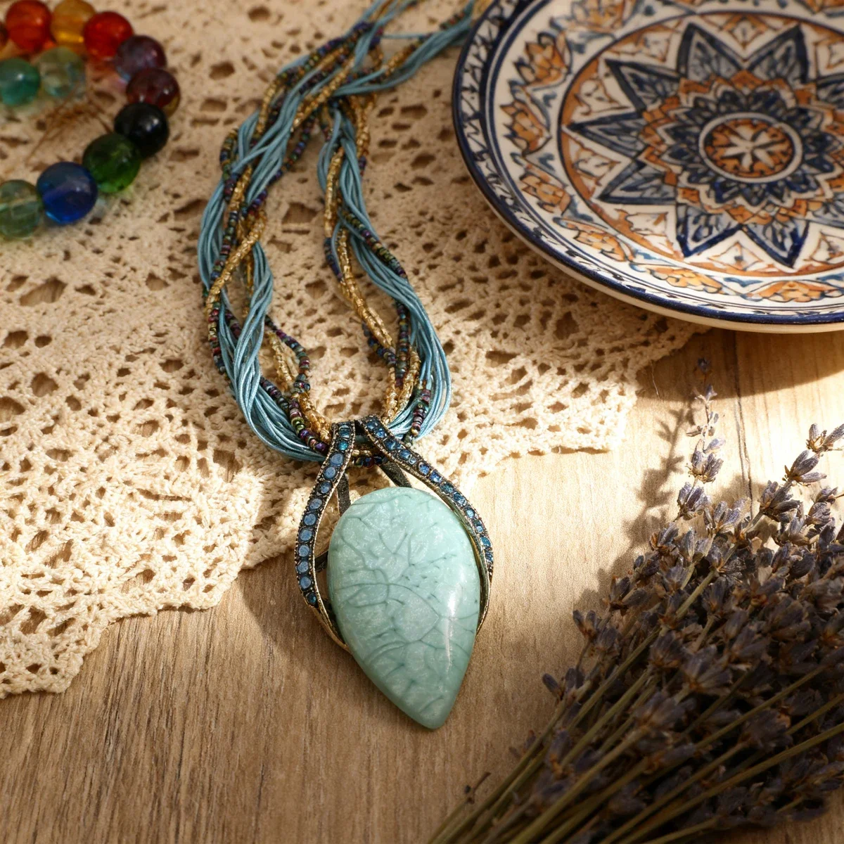 العرقية البوهيمي قلادة خمر النمط الوطني الرجعية التجارة الخارجية بيان مجوهرات أنيقة هدية فريدة للنساء #1