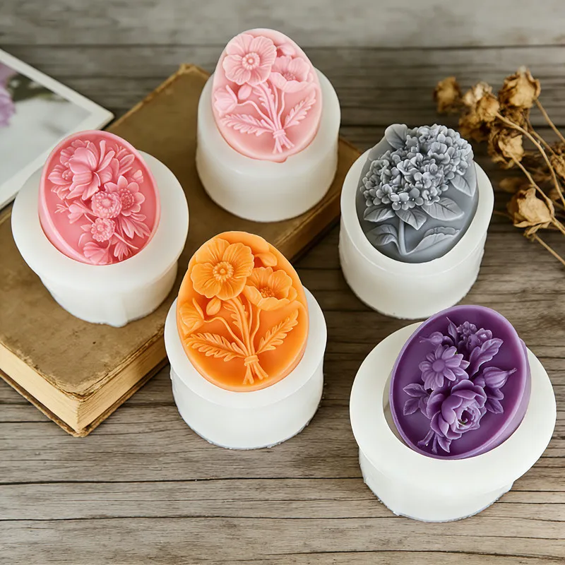 Molde de Silicona Ovalado con Forma de Flor para Jabón, Decoración del Hogar Hecha a Mano, DIY, Día de San Valentín, Peonía, Gloría de la Mañana, Cera para Velas, Aromaterapia